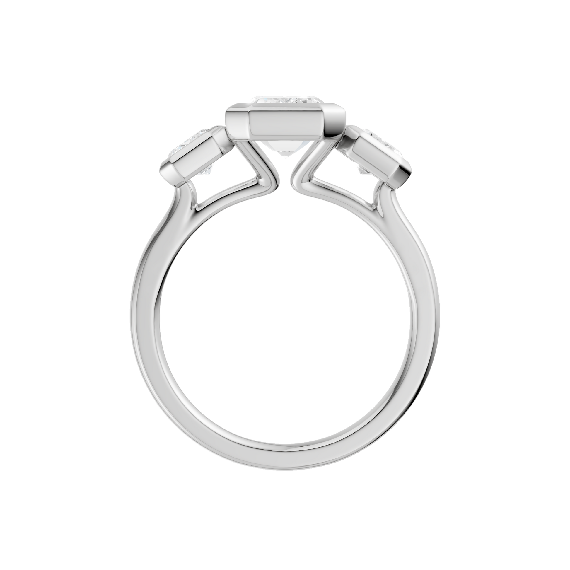 Bezel-Set 3-Stone Ring(Emerald)