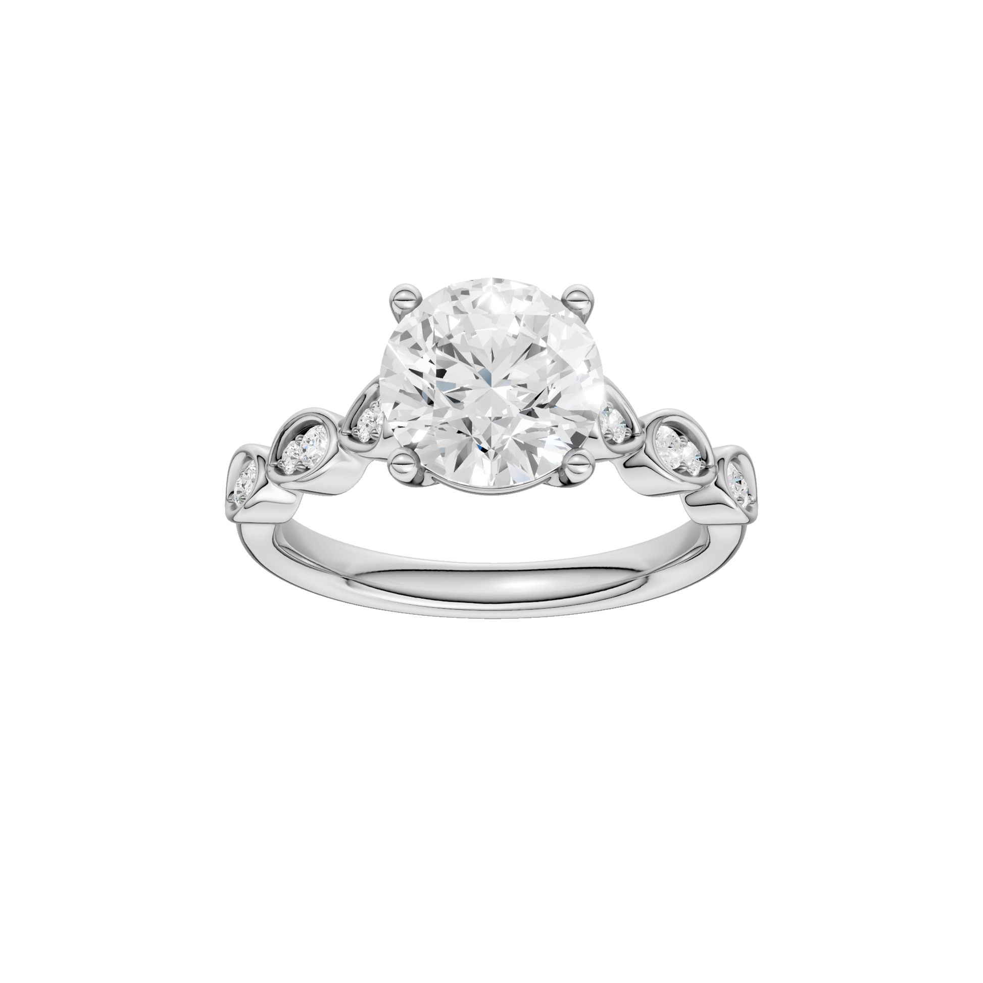 Trellis Shank Engagement Ring(Round)