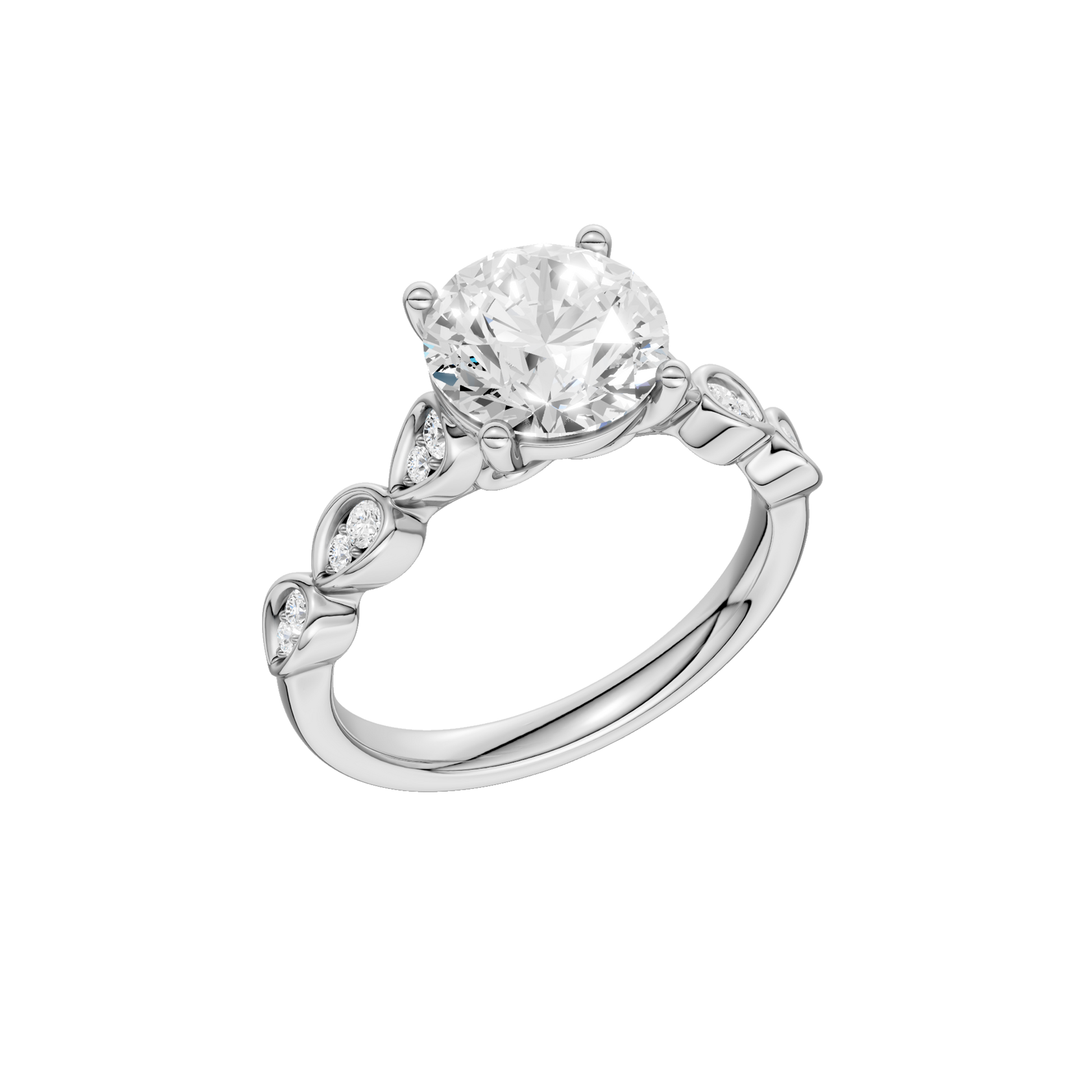 Trellis Shank Engagement Ring(Round)