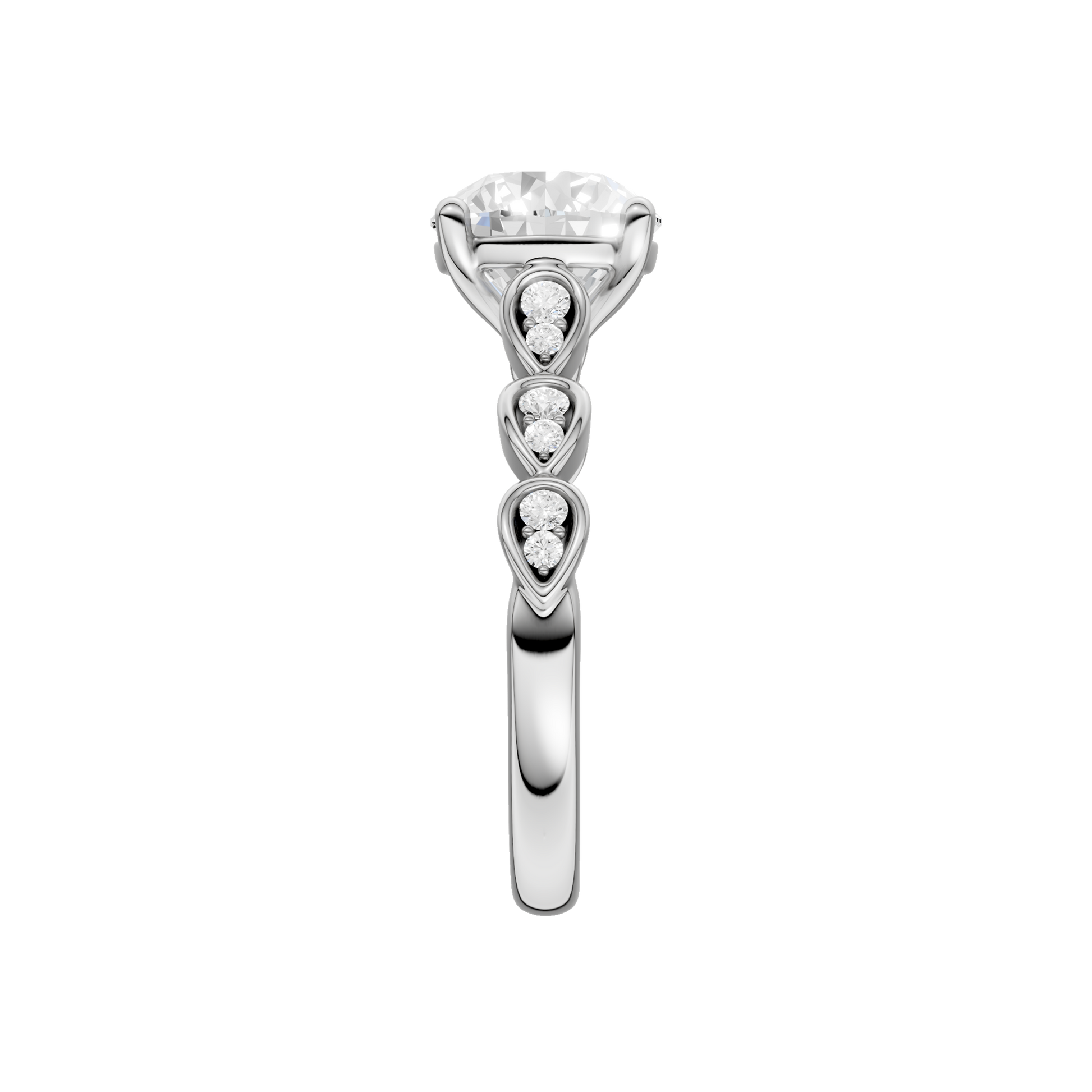Trellis Shank Engagement Ring(Round)