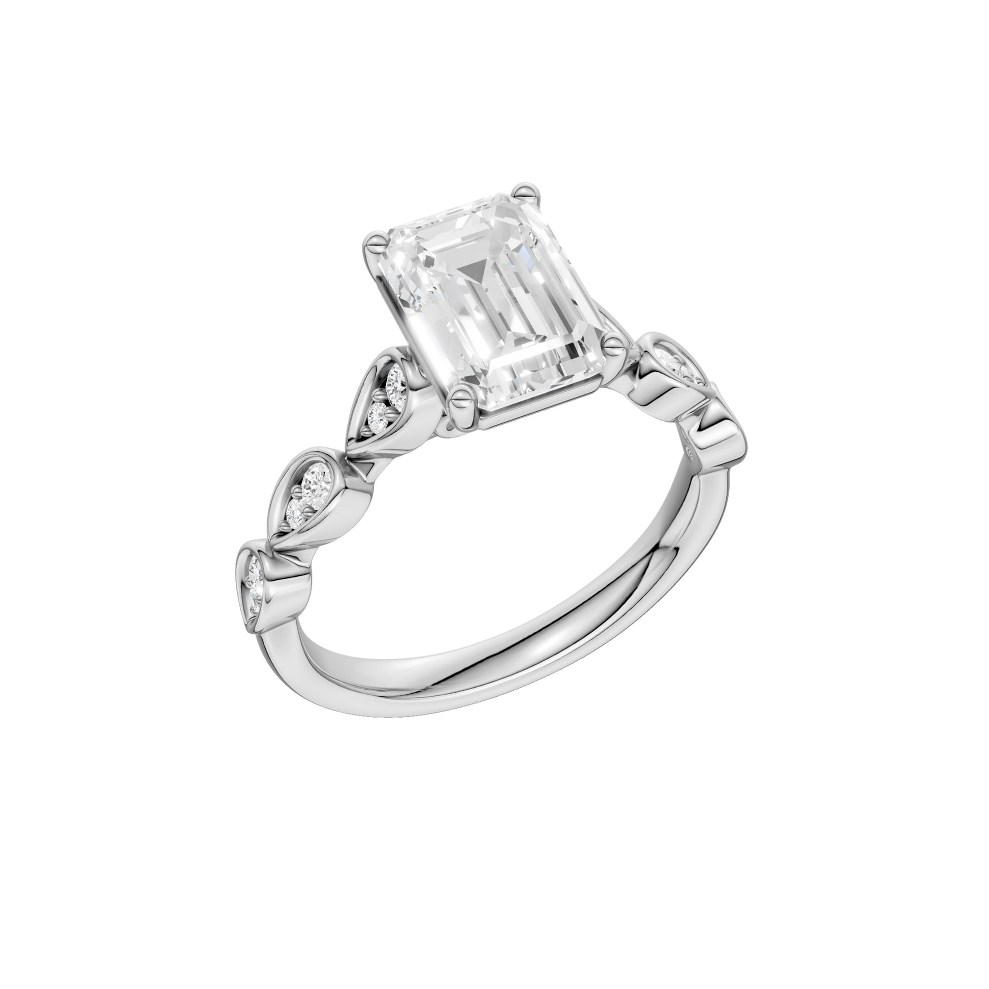 Trellis Shank Engagement Ring(Emerald)