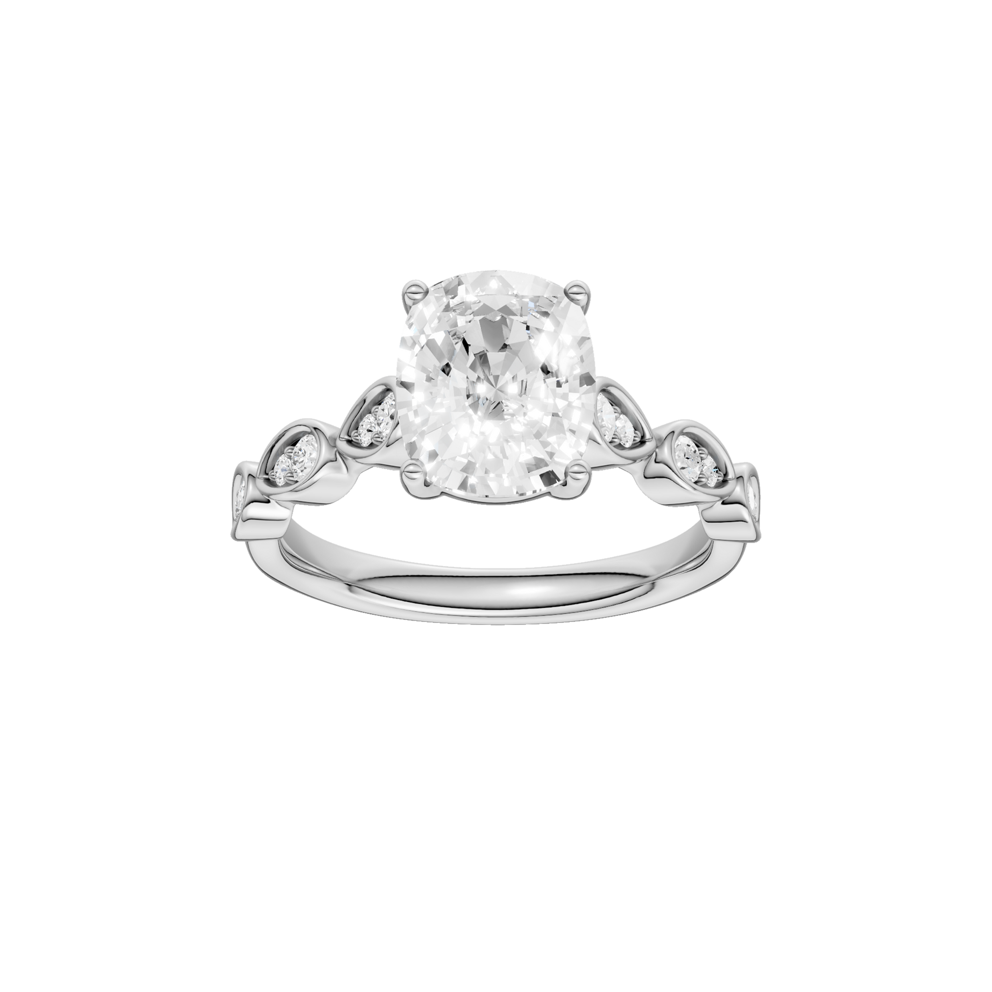 Trellis Shank Engagement Ring(Elongated Cushion)