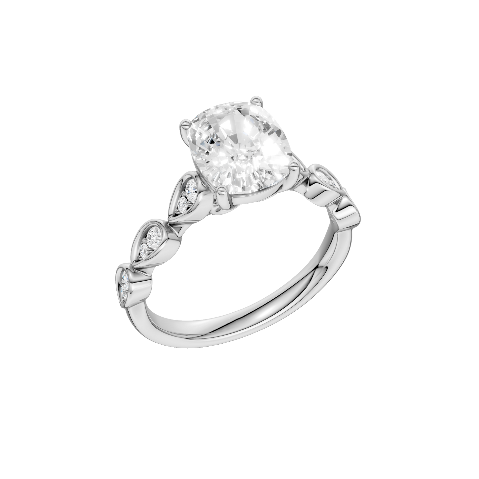 Trellis Shank Engagement Ring(Elongated Cushion)