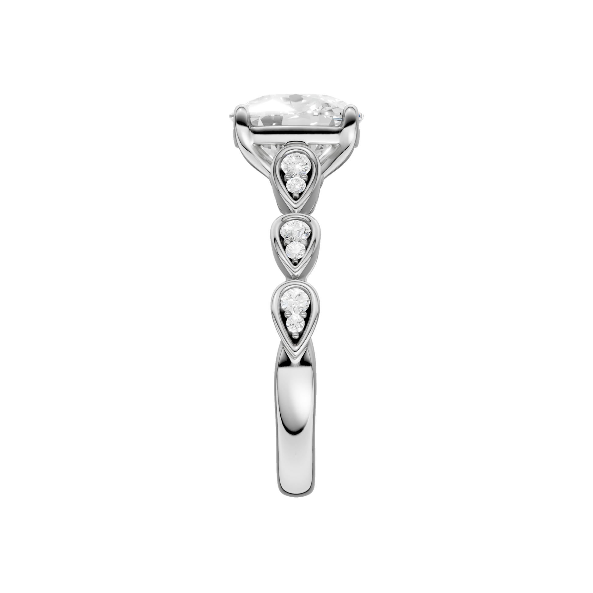 Trellis Shank Engagement Ring(Elongated Cushion)
