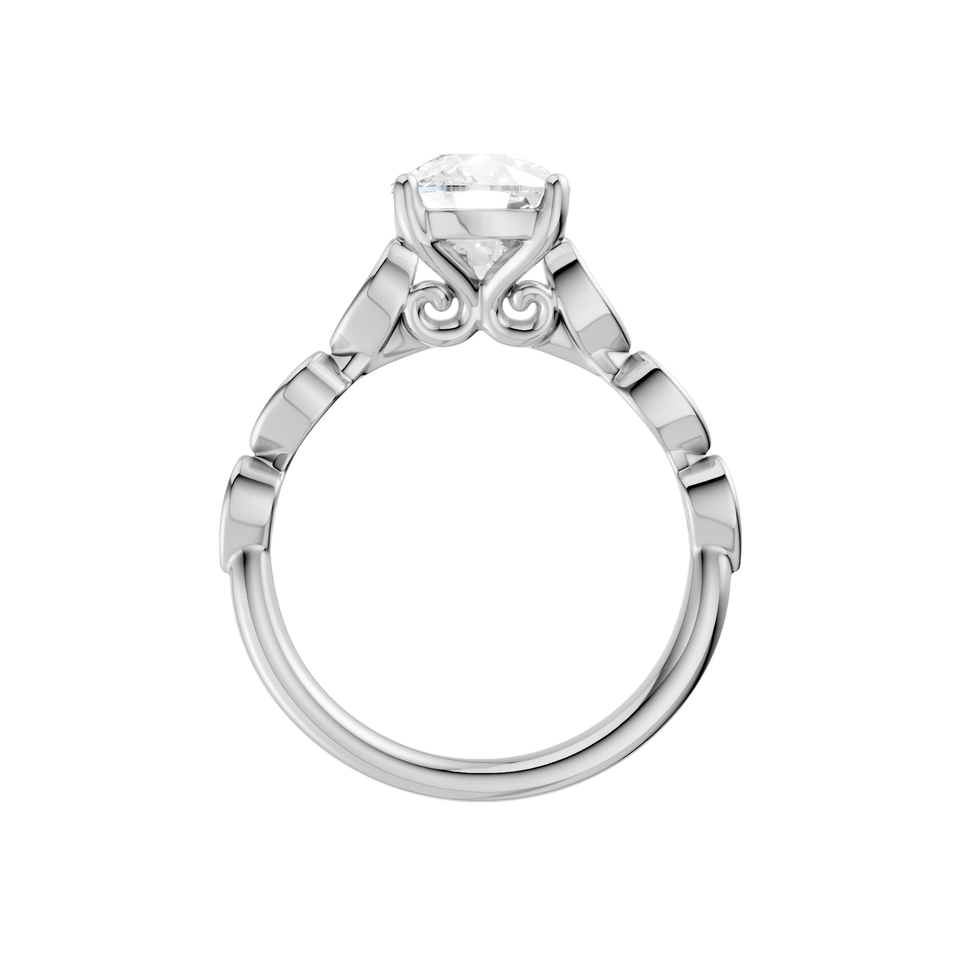 Trellis Shank Engagement Ring(Elongated Cushion)