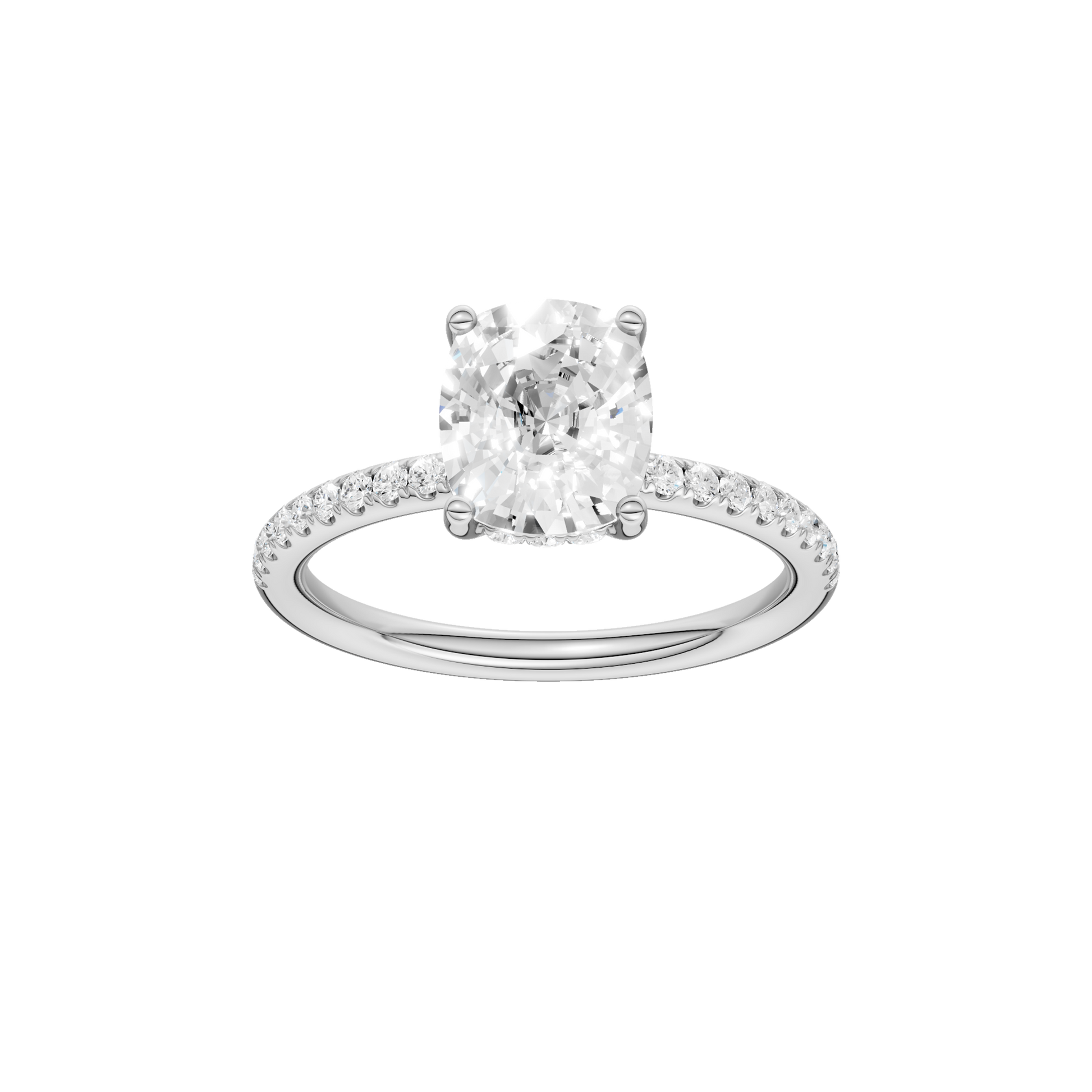 Hidden Halo Engagement Ring(Elongated Cushion)