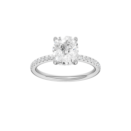 Hidden Halo Engagement Ring(Elongated Cushion)