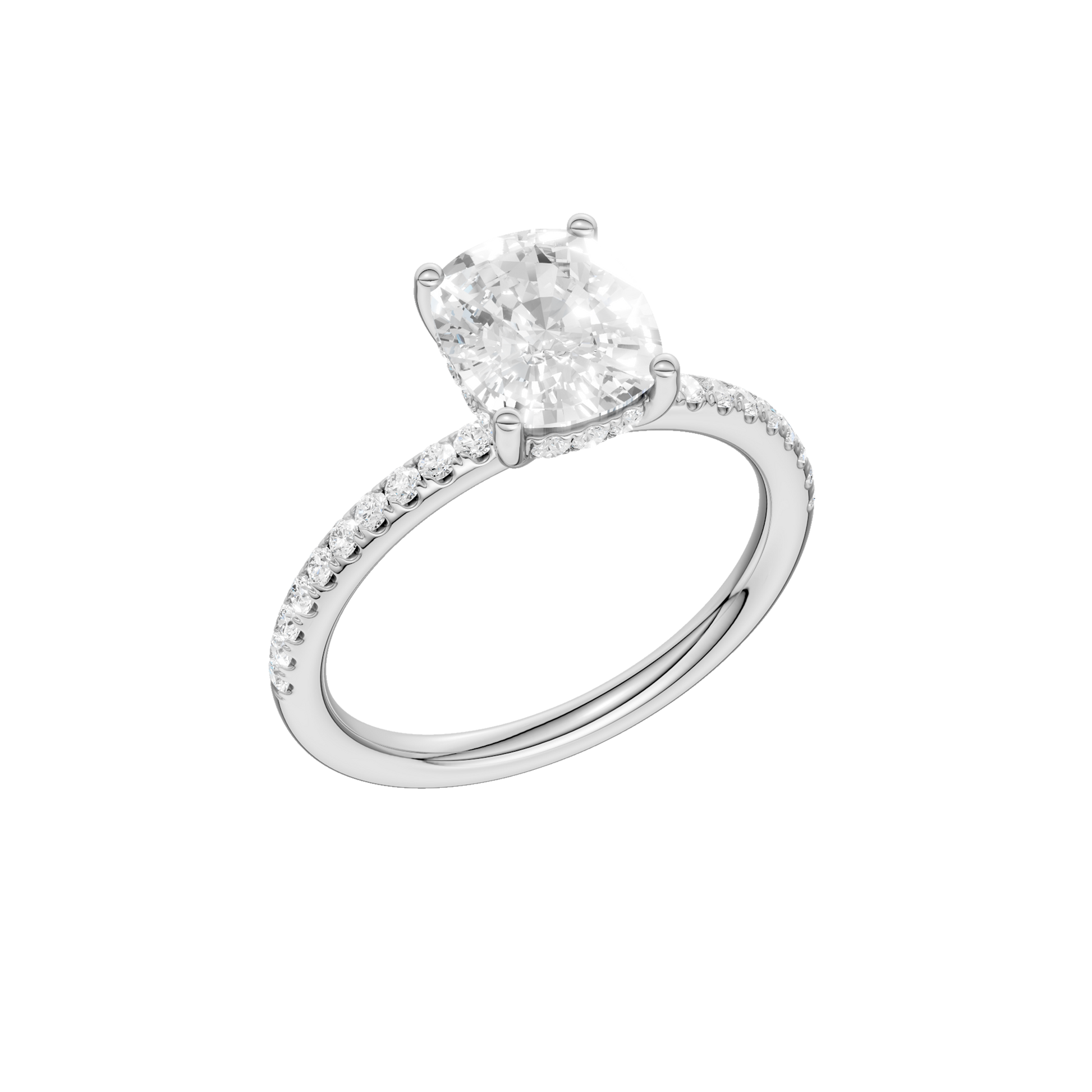 Hidden Halo Engagement Ring(Elongated Cushion)