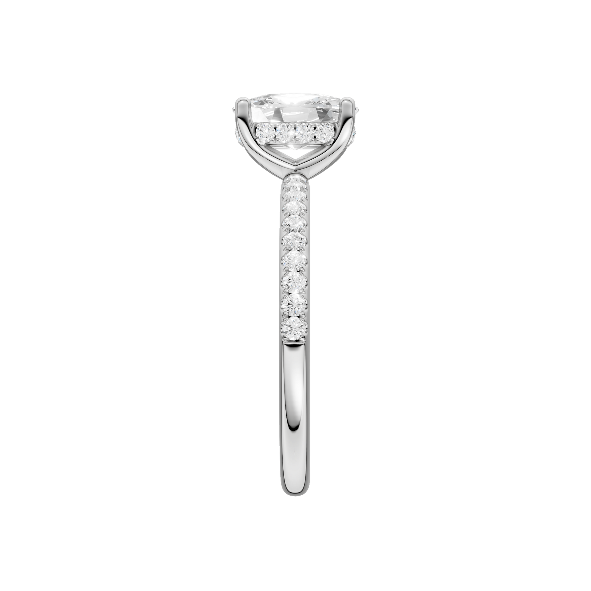 Hidden Halo Engagement Ring(Elongated Cushion)