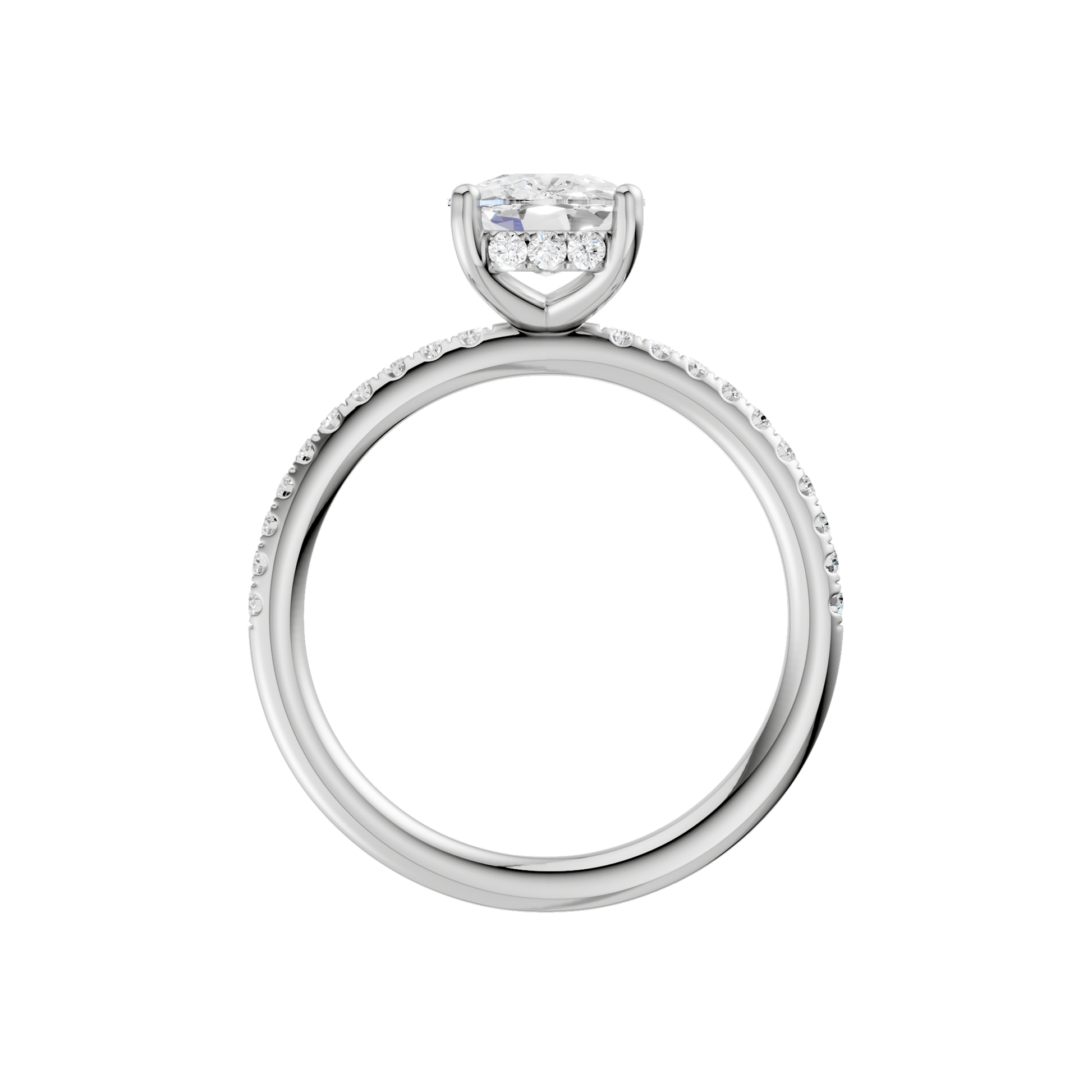Hidden Halo Engagement Ring(Elongated Cushion)