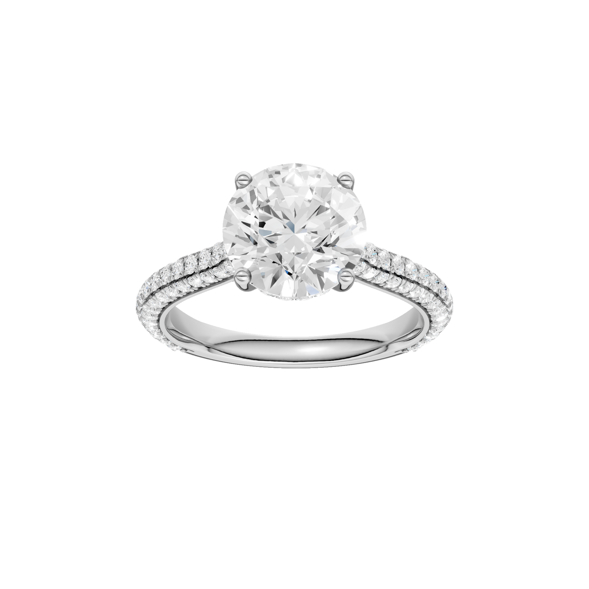 Hidden Halo Pave Engagement Ring(Round)
