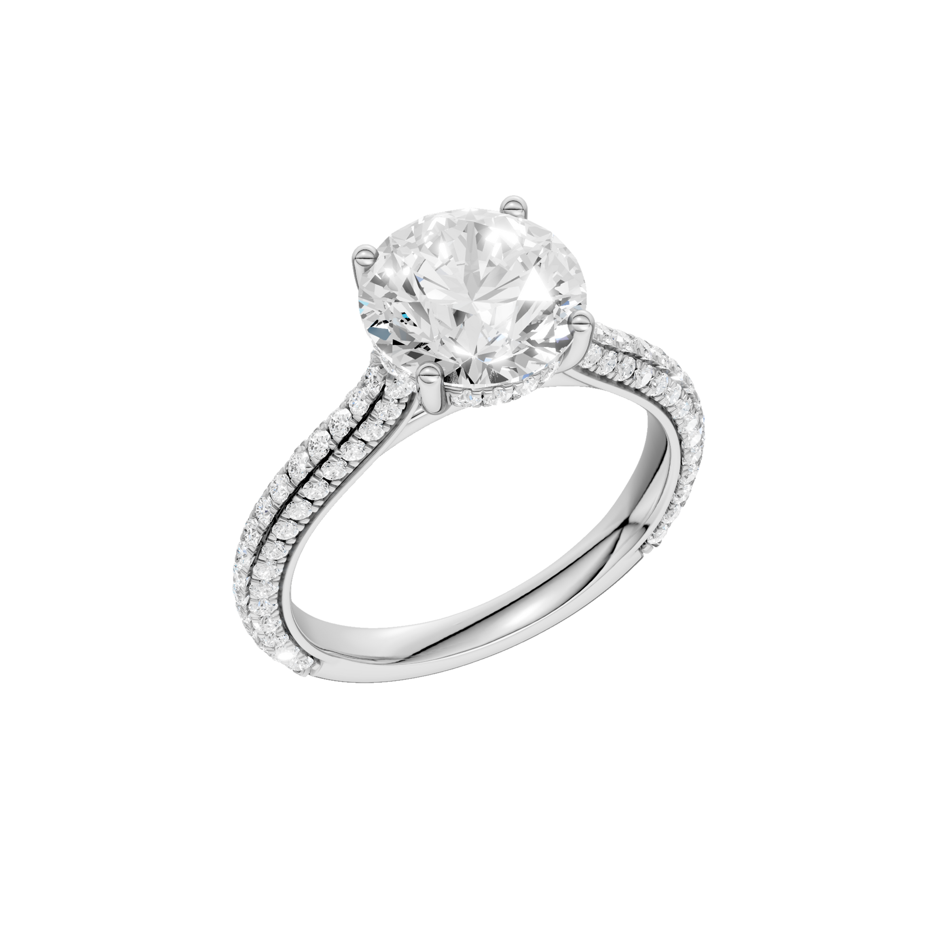 Hidden Halo Pave Engagement Ring(Round)