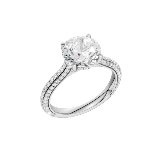 Hidden Halo Pave Engagement Ring(Round)