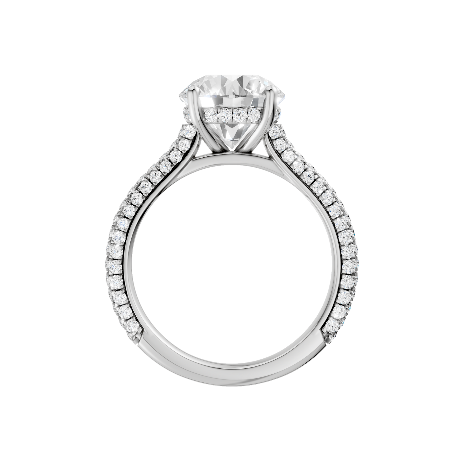Hidden Halo Pave Engagement Ring(Round)