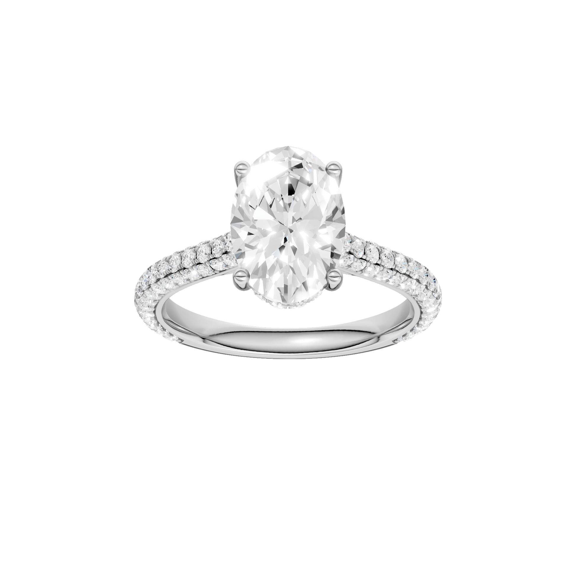 Hidden Halo Pave Engagement Ring(Oval)