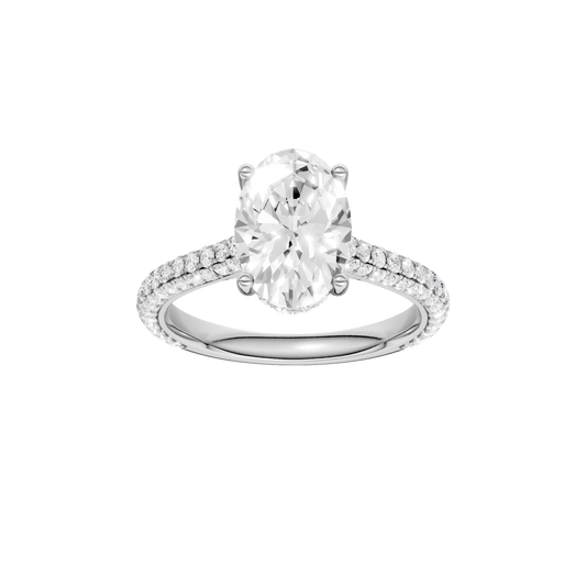Hidden Halo Pave Engagement Ring(Oval)