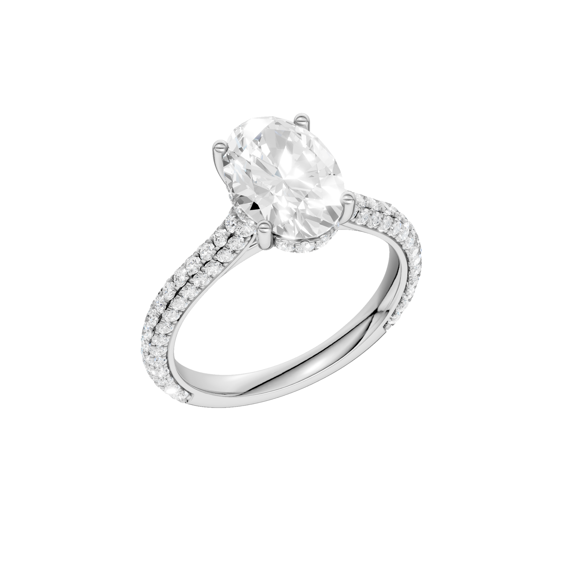 Hidden Halo Pave Engagement Ring(Oval)