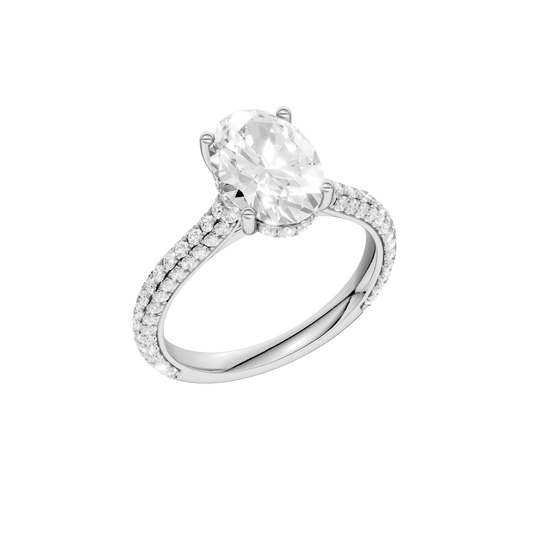 Hidden Halo Pave Engagement Ring(Oval)
