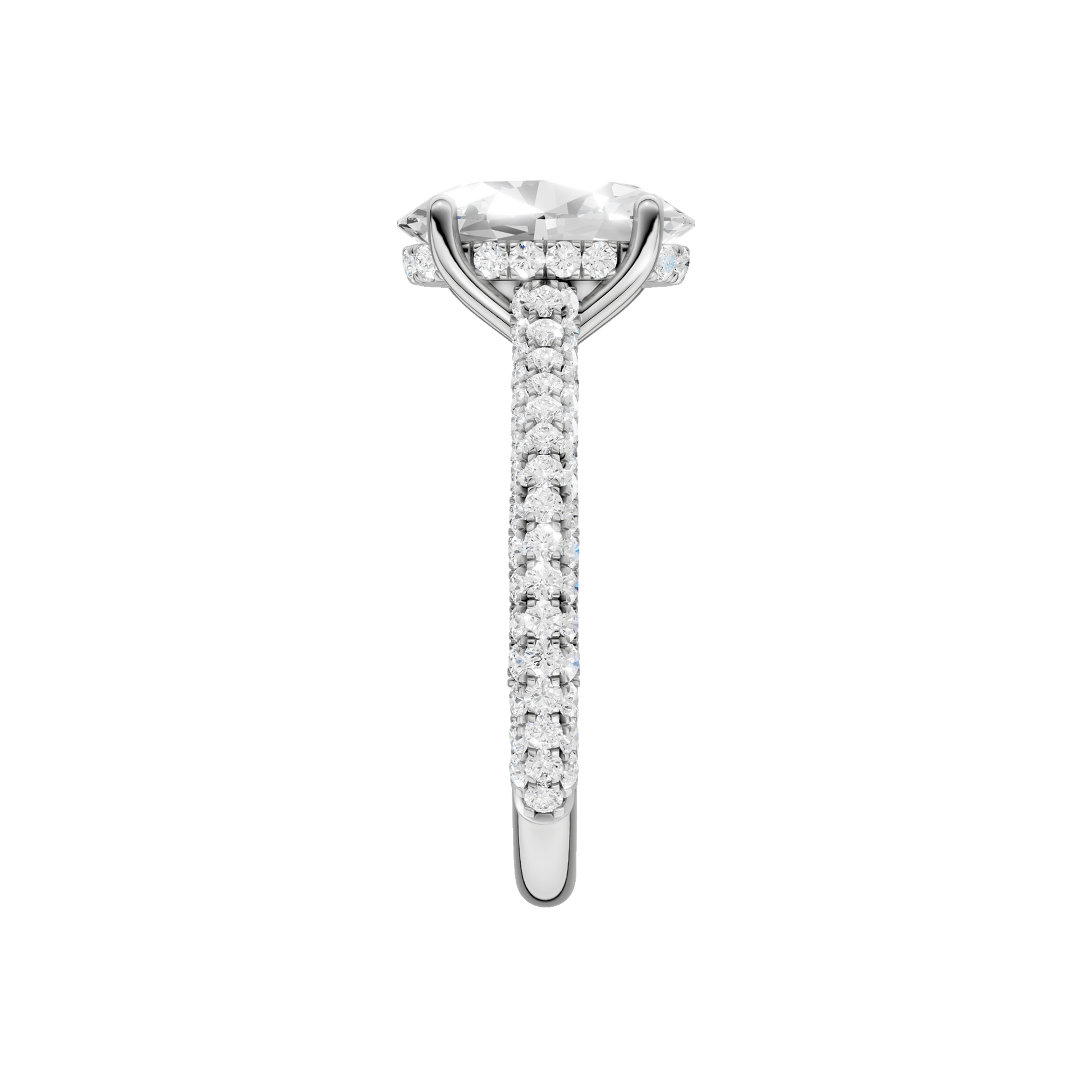 Hidden Halo Pave Engagement Ring(Oval)