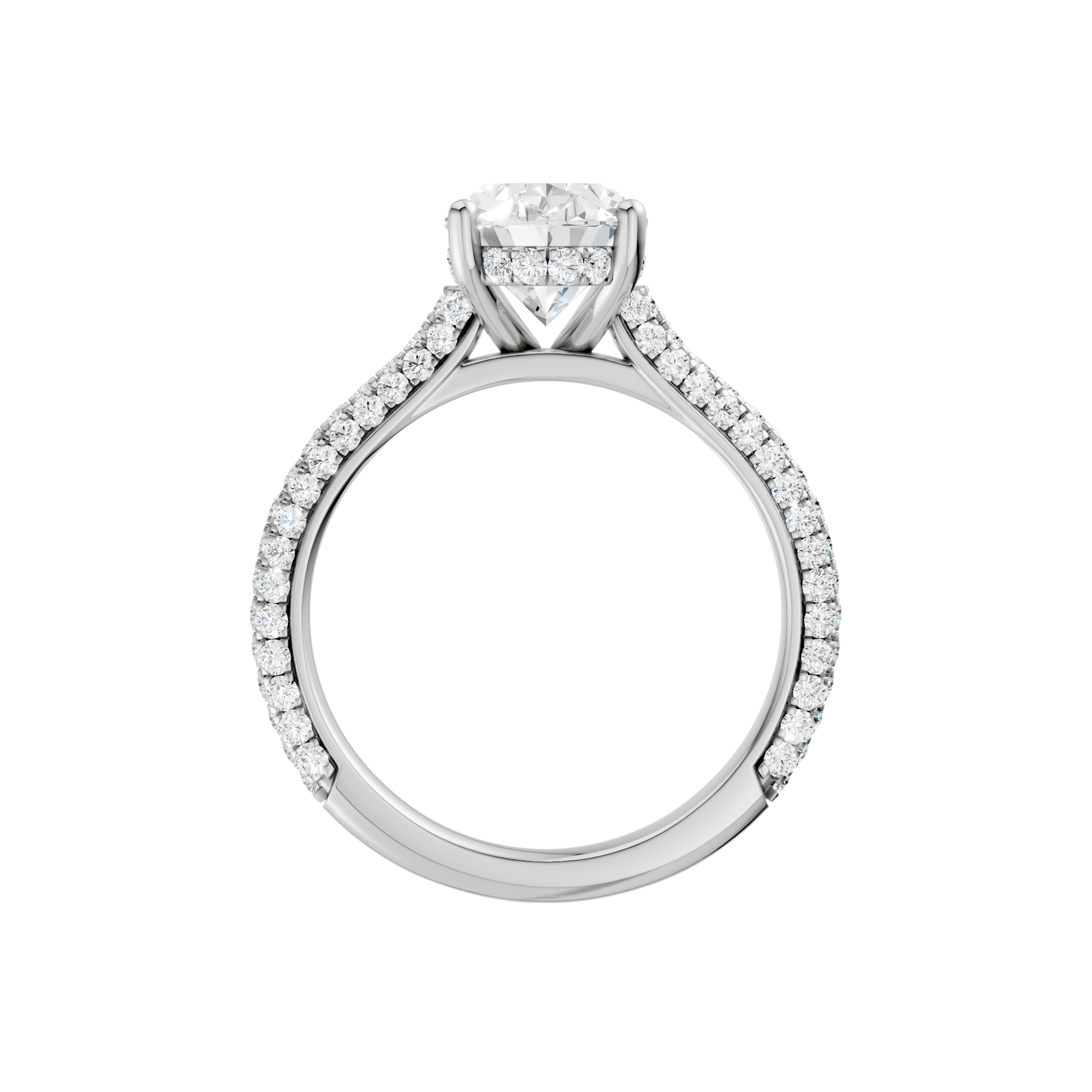 Hidden Halo Pave Engagement Ring(Oval)