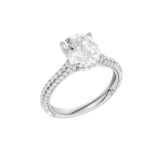 Hidden Halo Pave Engagement Ring(Elongated Cushion)