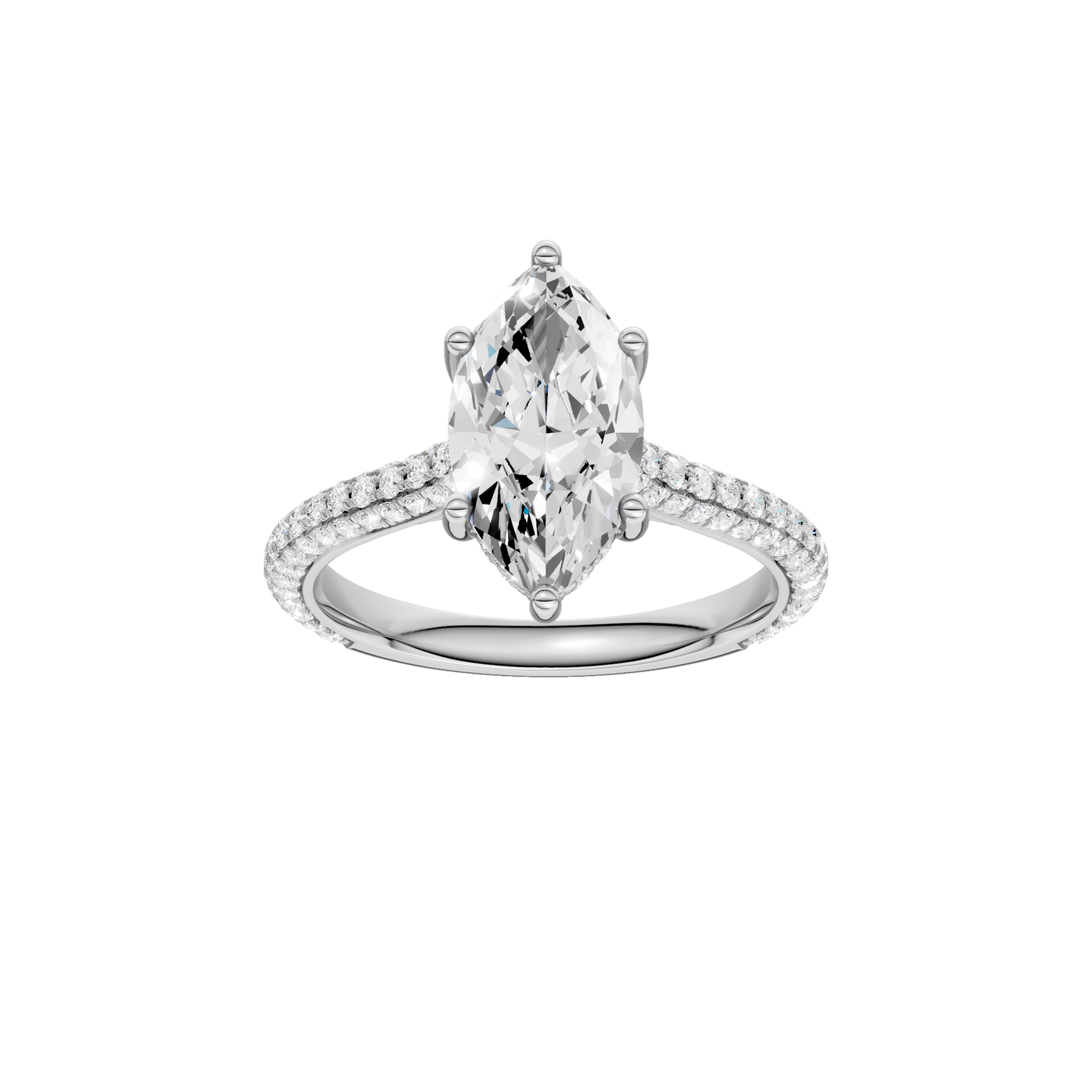 Hidden Halo Pave Engagement Ring(Marquise)