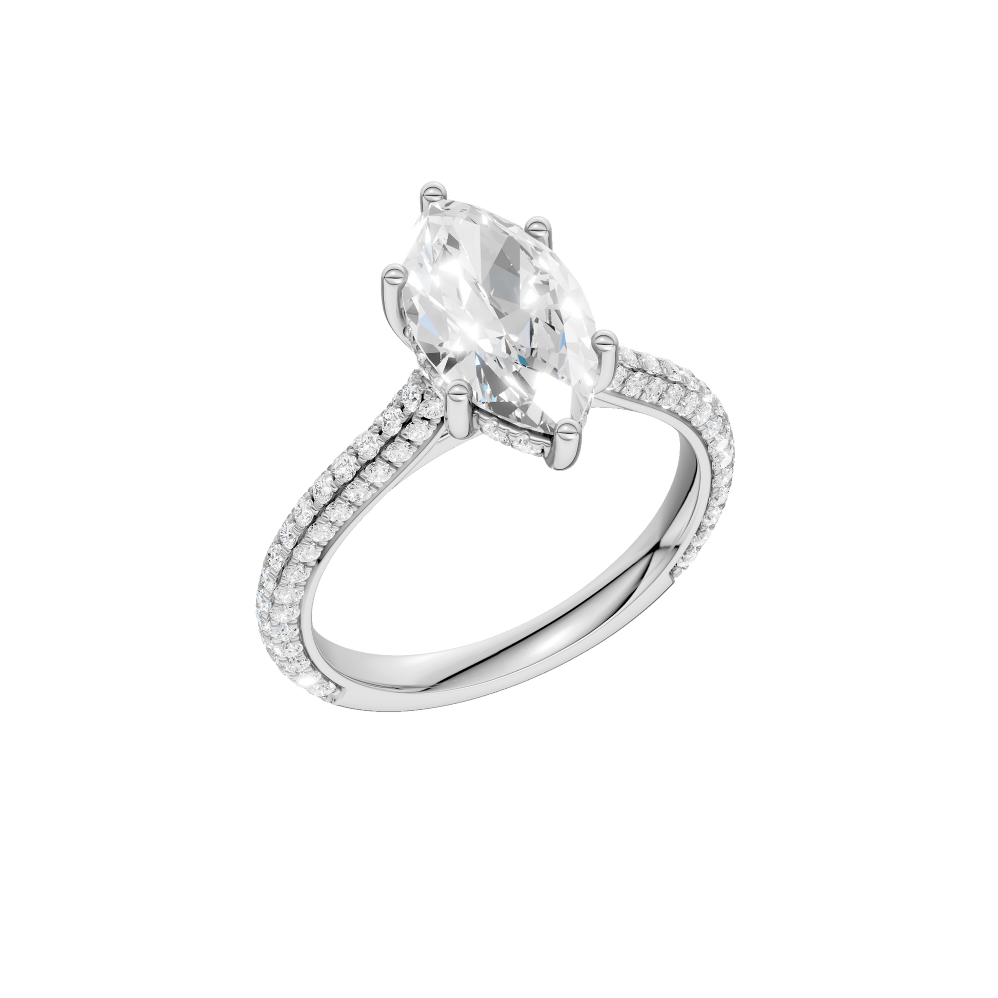 Hidden Halo Pave Engagement Ring(Marquise)