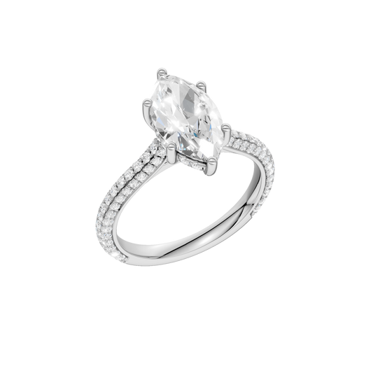 Hidden Halo Pave Engagement Ring(Marquise)