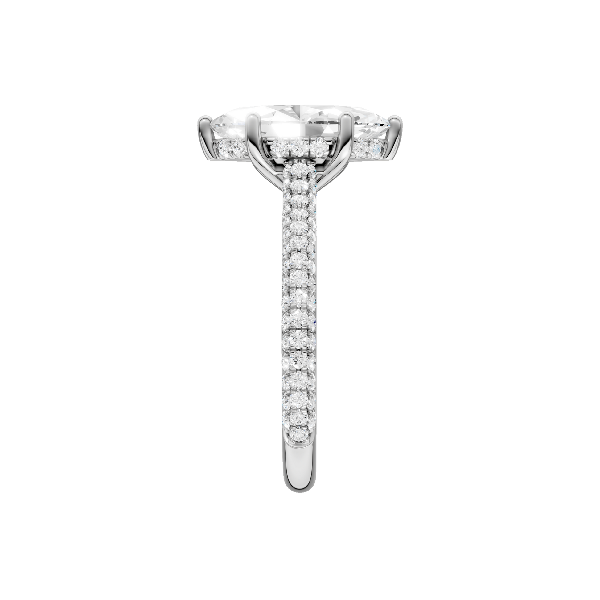 Hidden Halo Pave Engagement Ring(Marquise)