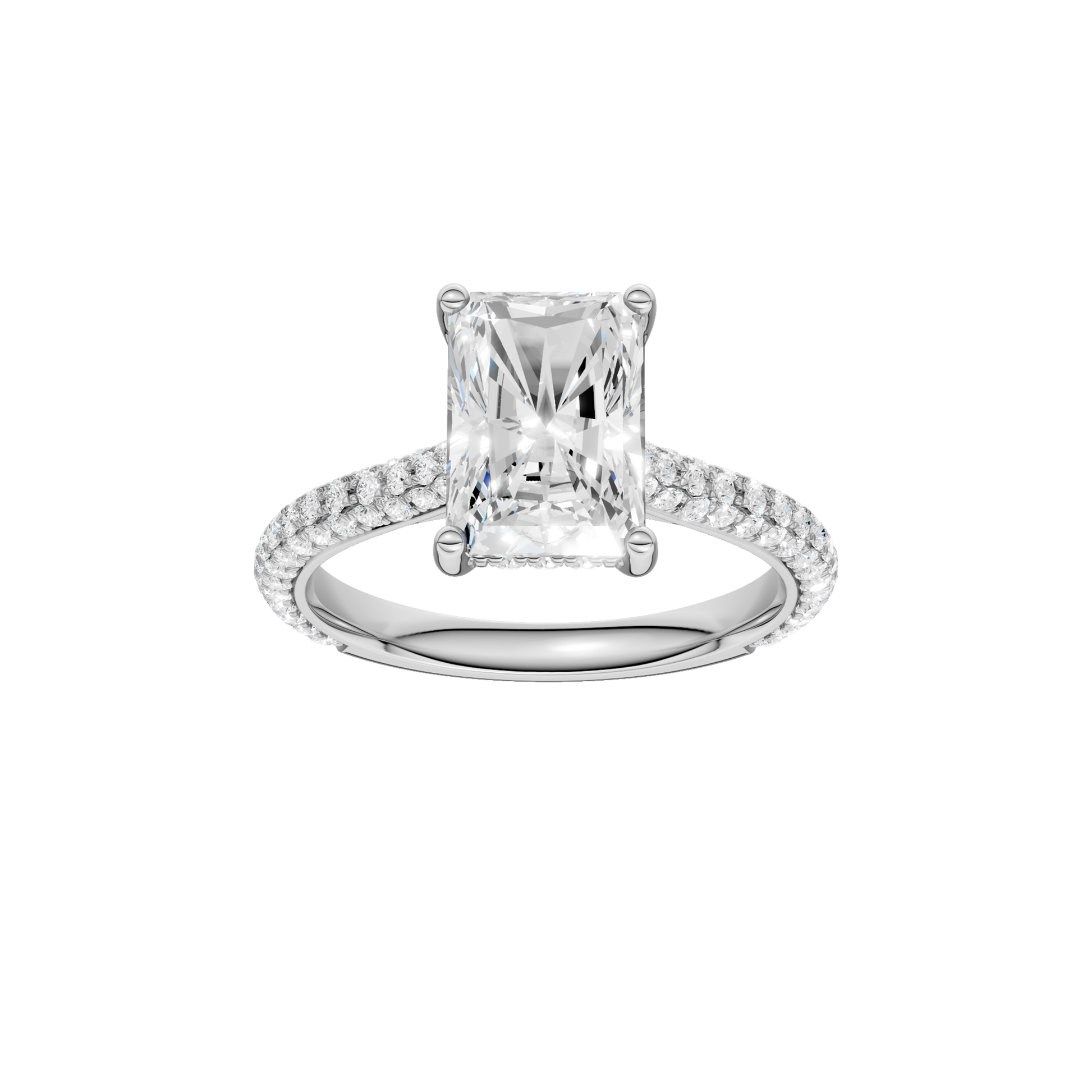 Hidden Halo Pave Engagement Ring(Radiant)