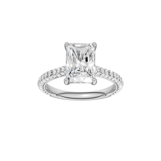Hidden Halo Pave Engagement Ring(Radiant)