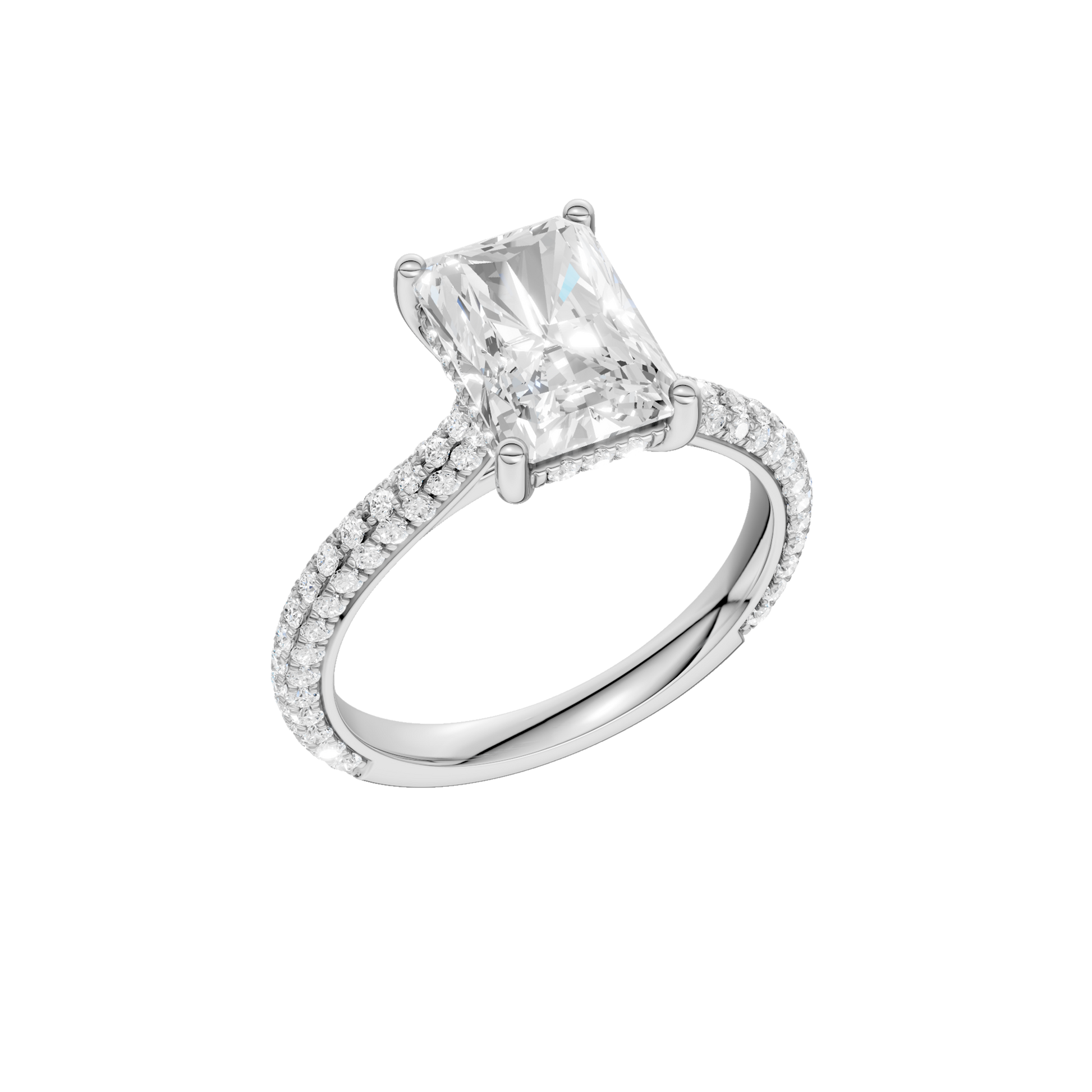 Hidden Halo Pave Engagement Ring(Radiant)