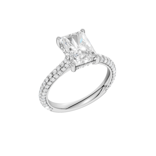 Hidden Halo Pave Engagement Ring(Radiant)