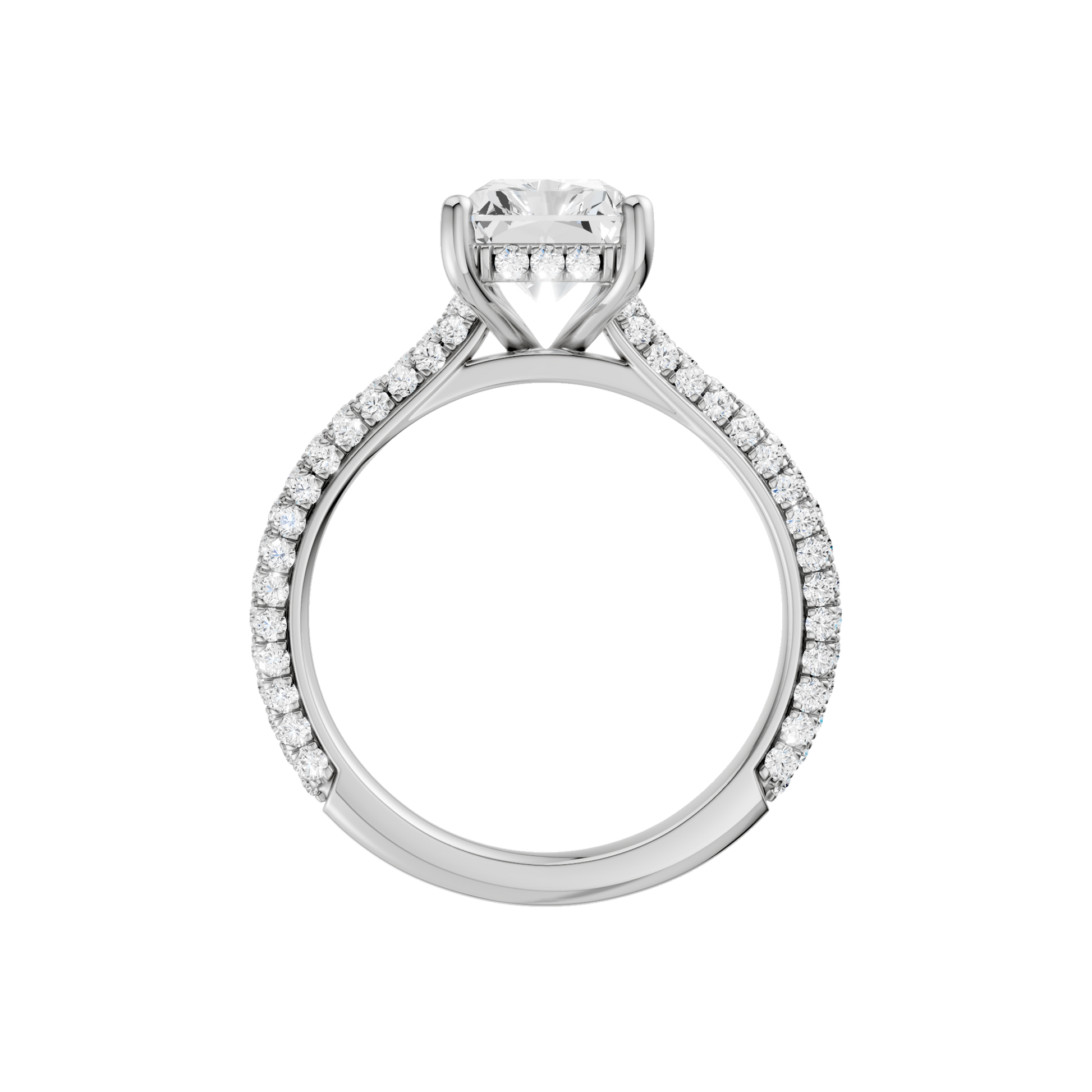 Hidden Halo Pave Engagement Ring(Radiant)