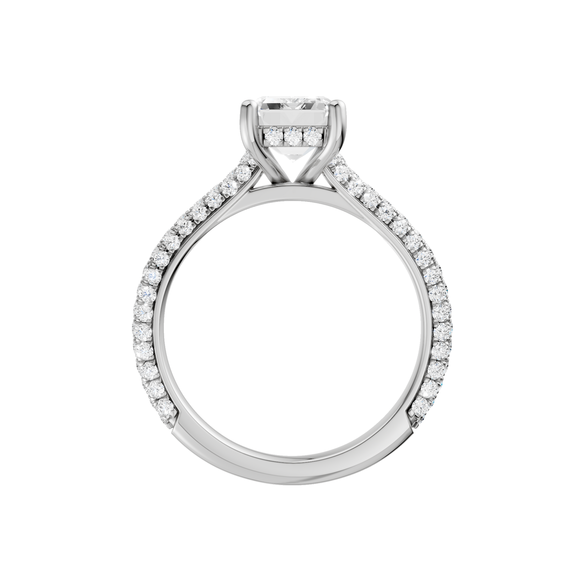 Hidden Halo Pave Engagement Ring(Emerald)