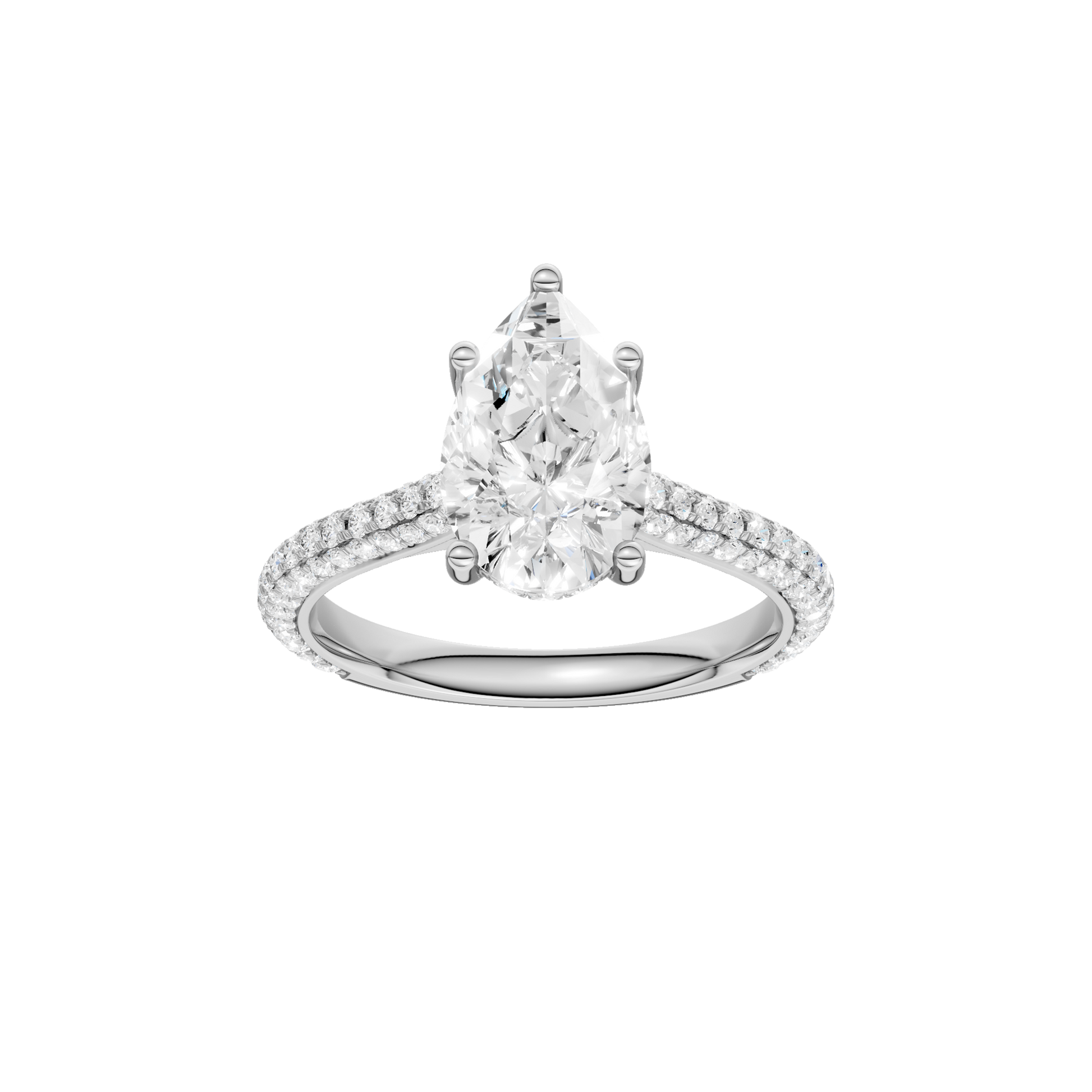 Hidden Halo Pave Engagement Ring(Pear)