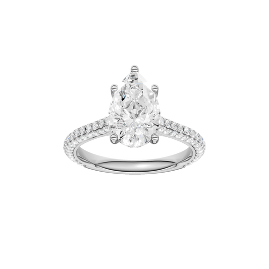 Hidden Halo Pave Engagement Ring(Pear)