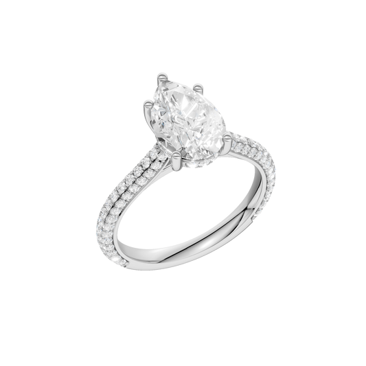 Hidden Halo Pave Engagement Ring(Pear)