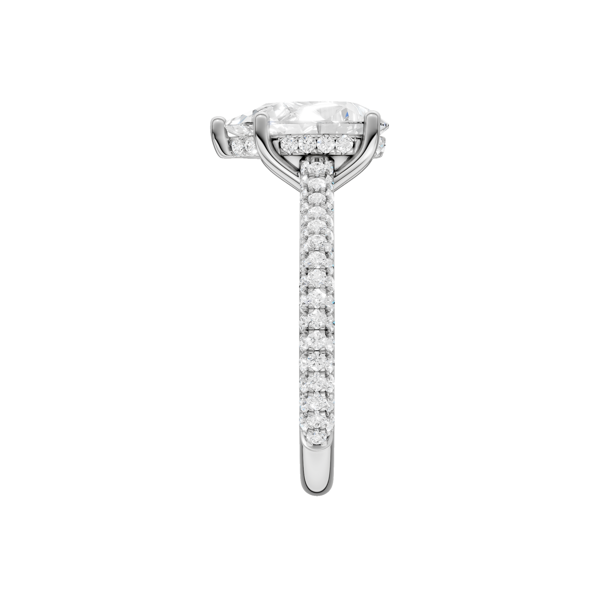 Hidden Halo Pave Engagement Ring(Pear)