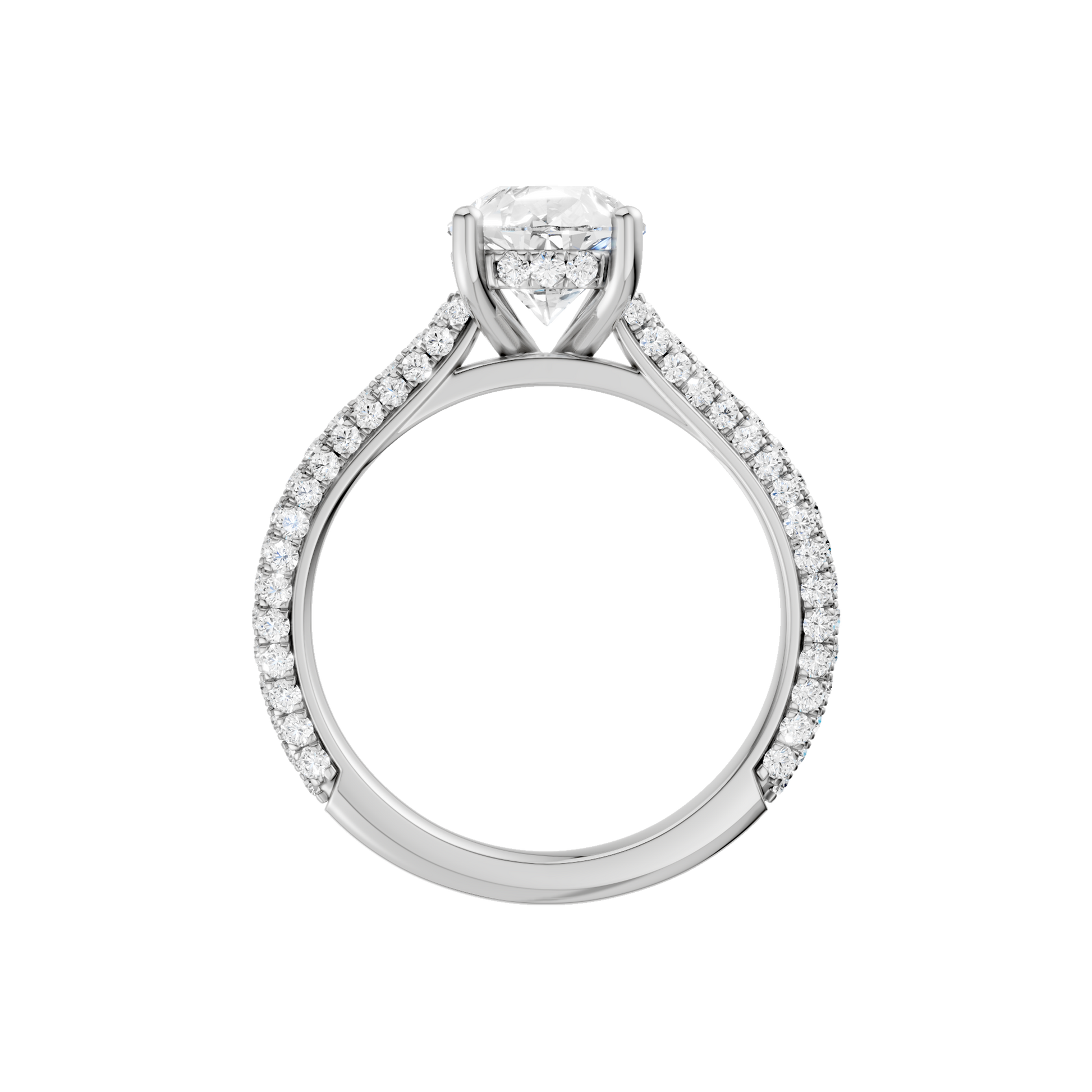 Hidden Halo Pave Engagement Ring(Pear)