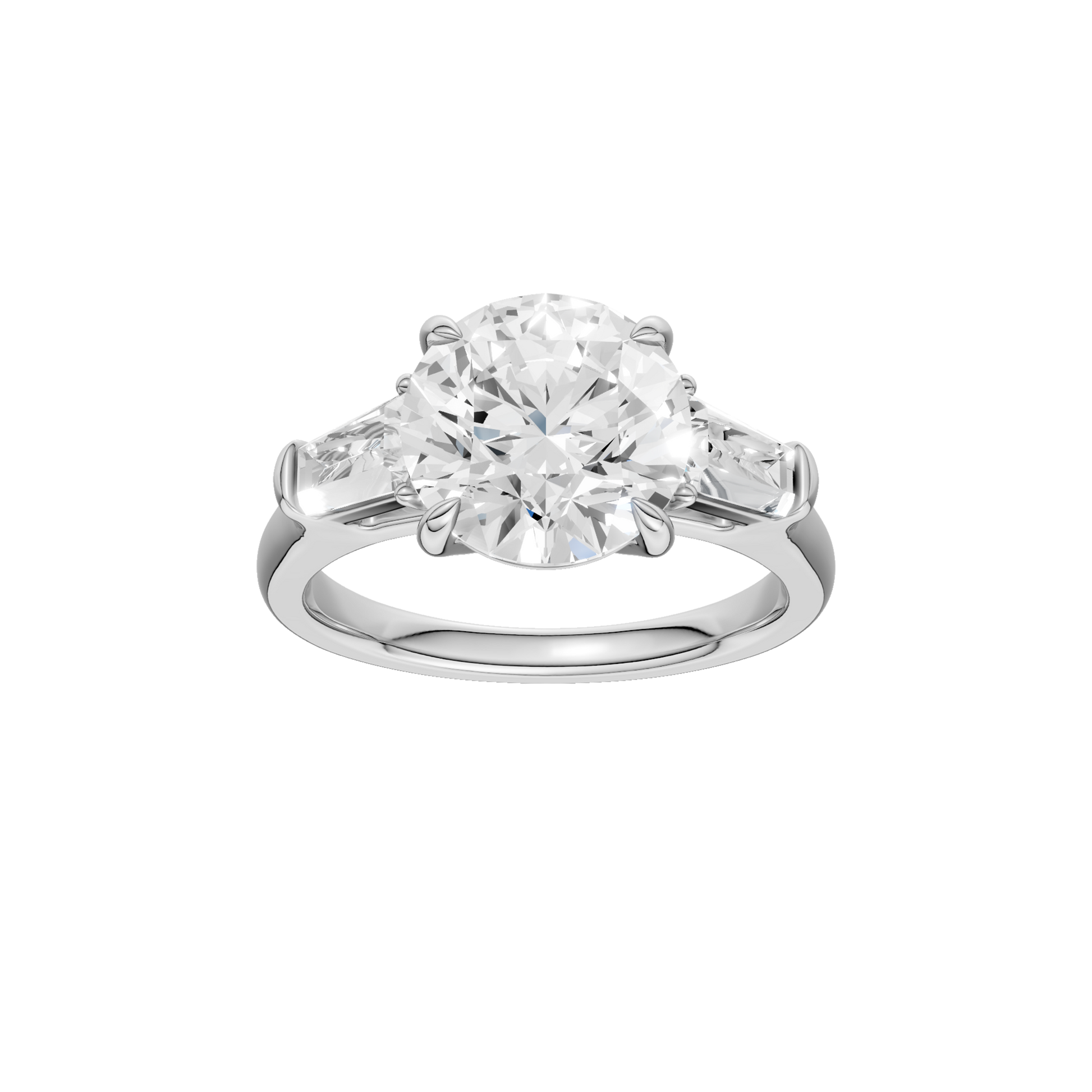 3-Stone Engagement Ring(Round+Tapered)