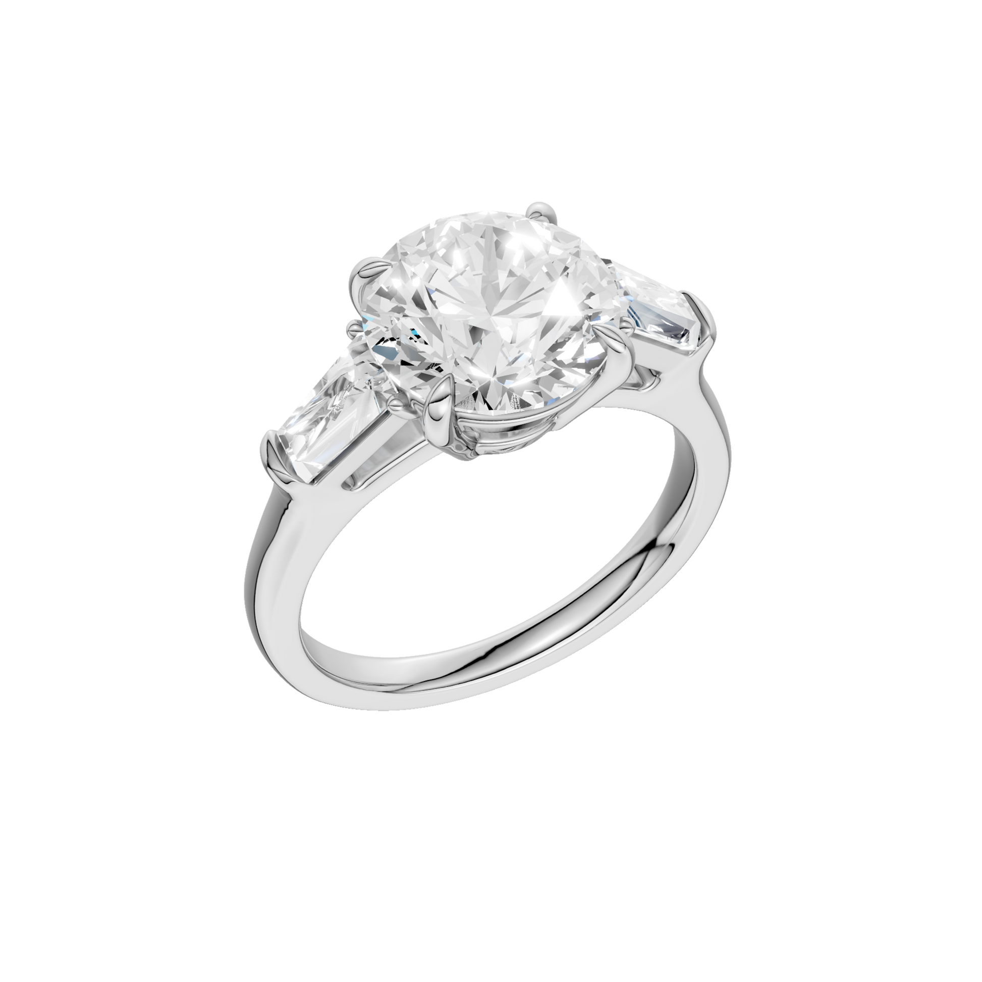 3-Stone Engagement Ring(Round+Tapered)