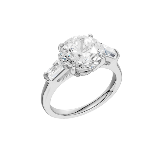 3-Stone Engagement Ring(Round+Tapered)