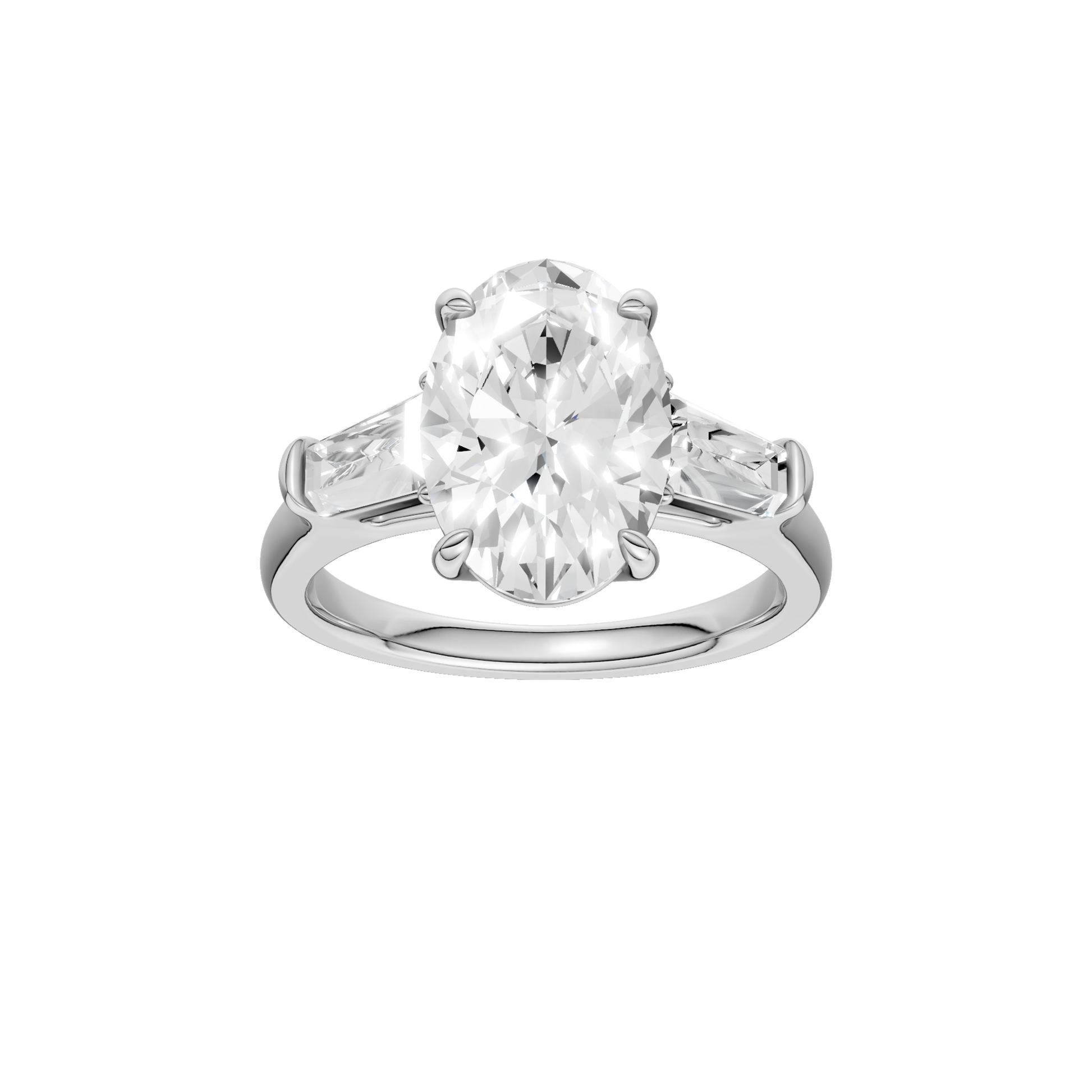 3-Stone Engagement Ring(Oval+Tapered)