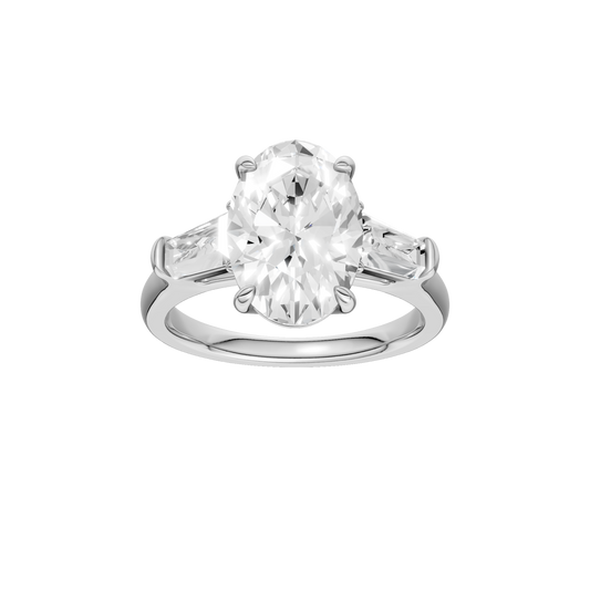 3-Stone Engagement Ring(Oval+Tapered)