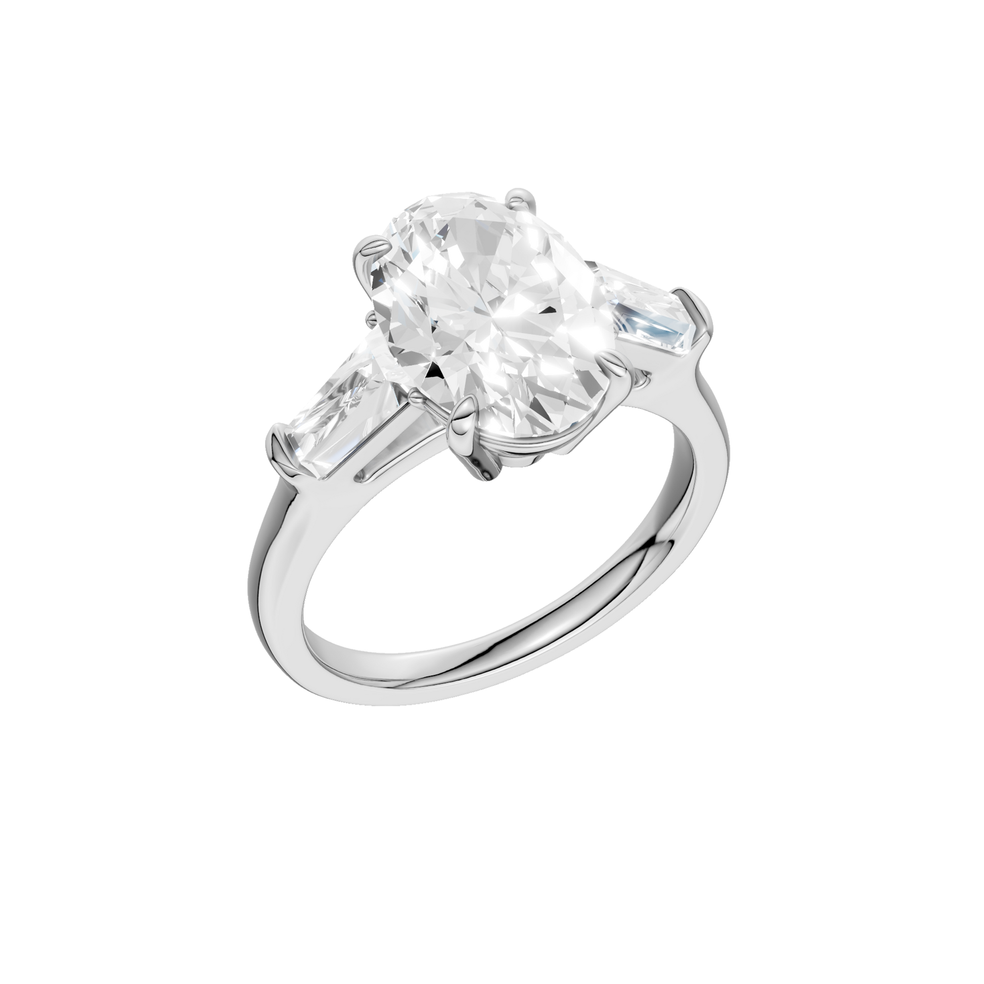 3-Stone Engagement Ring(Oval+Tapered)