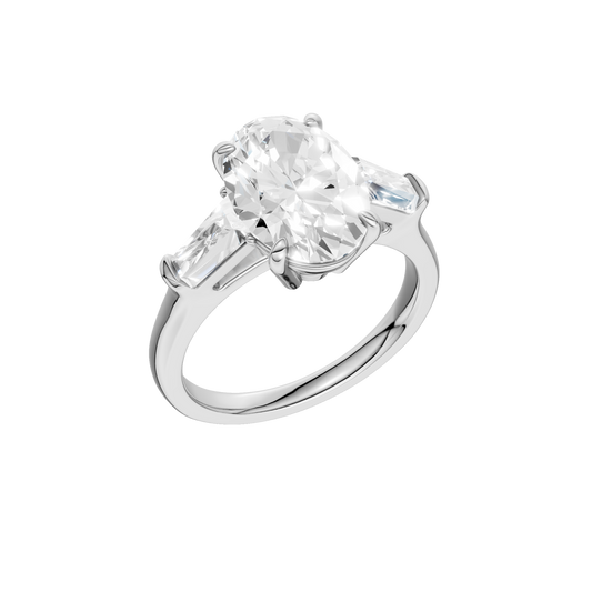 3-Stone Engagement Ring(Oval+Tapered)
