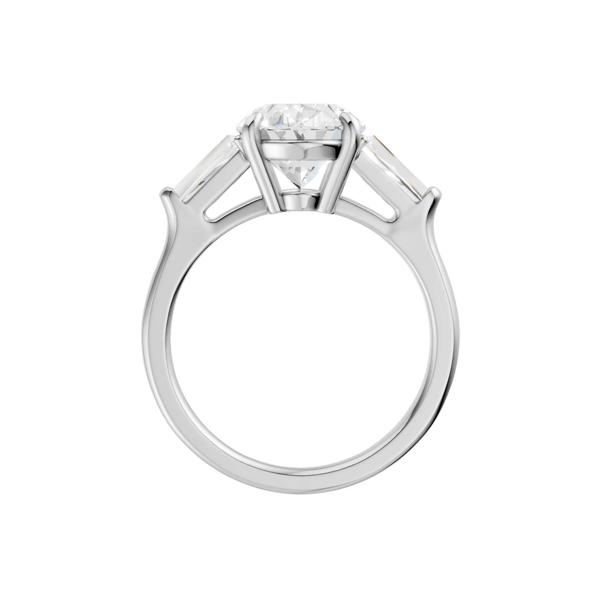 3-Stone Engagement Ring(Oval+Tapered)
