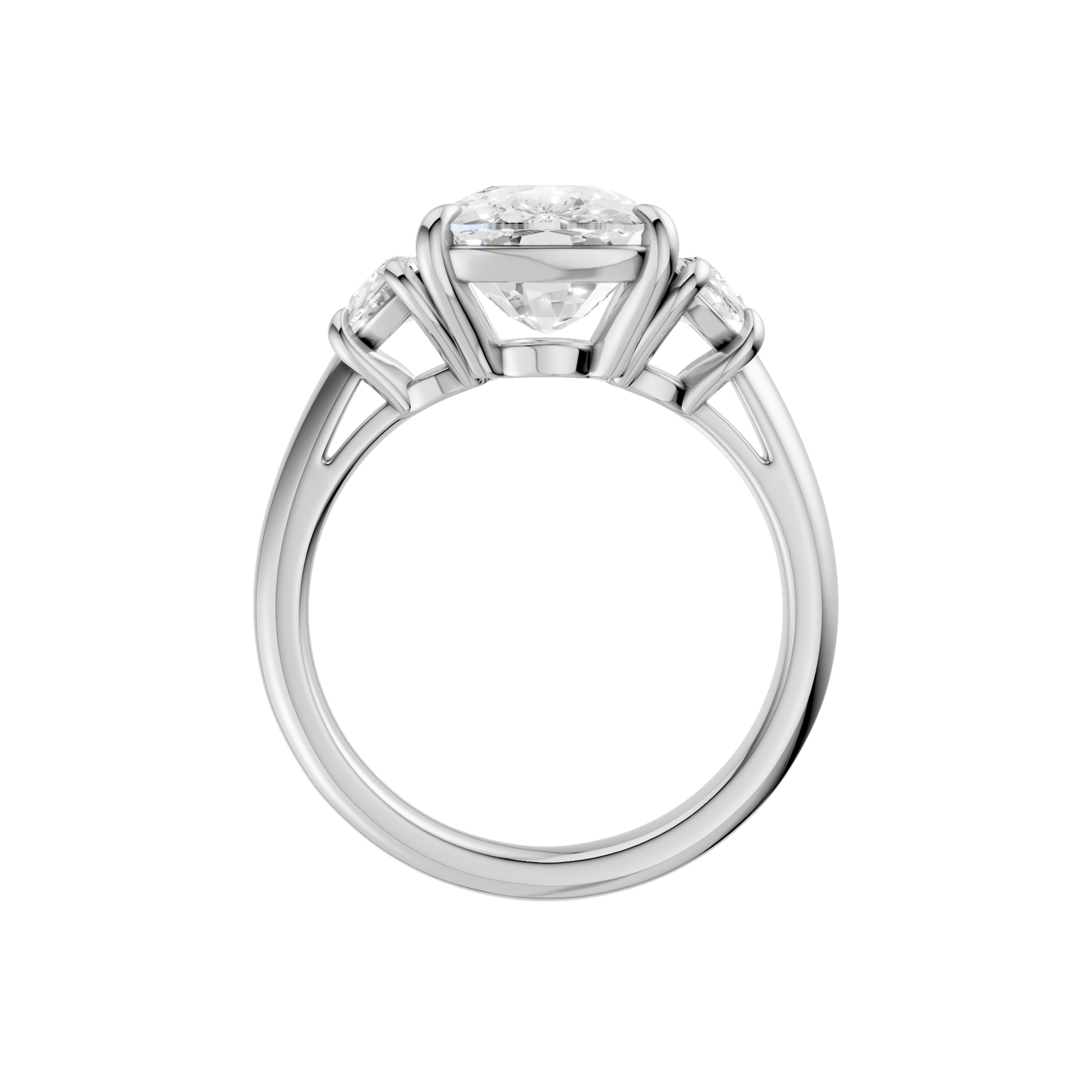 3-Stone Engagement Ring(Elongated Cushion+Half Moon)