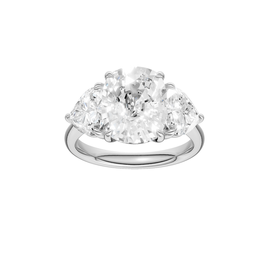 3-Stone Engagement Ring(Elongated Cushion+Heart)